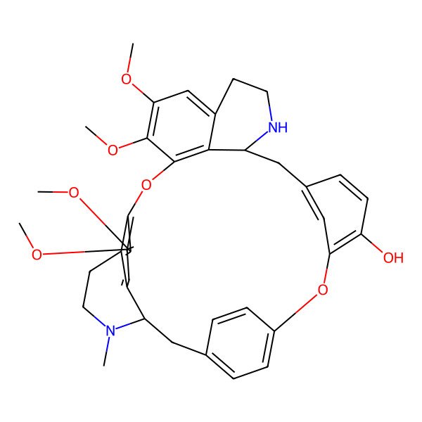 2D Structure of 10,11,15,16-Tetramethoxy-4-methyl-13,29-dioxa-4,21-diazaheptacyclo[28.2.2.114,18.124,28.03,8.07,12.022,36]hexatriaconta-1(32),7(12),8,10,14(36),15,17,24(35),25,27,30,33-dodecaen-27-ol