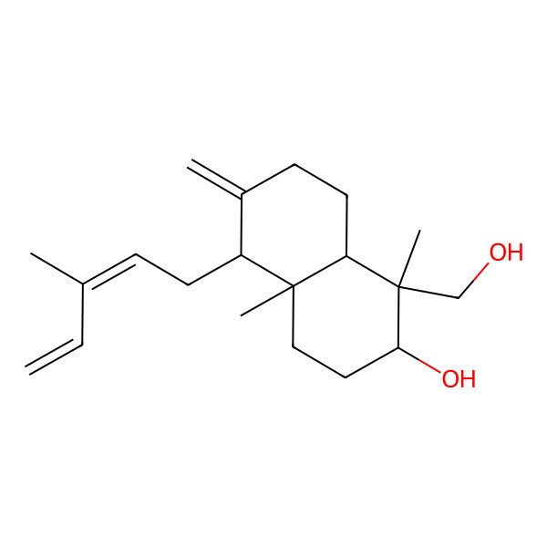 2D Structure of (1R,2R,4aS,5R,8aS)-1-(hydroxymethyl)-1,4a-dimethyl-6-methylidene-5-[(2E)-3-methylpenta-2,4-dienyl]-3,4,5,7,8,8a-hexahydro-2H-naphthalen-2-ol