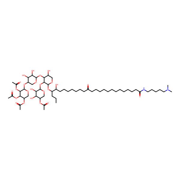 2D Structure of [6-[4-[3,4-Dihydroxy-5-(3,4,5-triacetyloxyoxan-2-yl)oxyoxan-2-yl]oxy-2-[26-[5-(dimethylamino)pentylamino]-5-hydroxy-13,26-dioxohexacosan-4-yl]oxy-5-hydroxyoxan-3-yl]oxy-4,5-dihydroxyoxan-3-yl] acetate