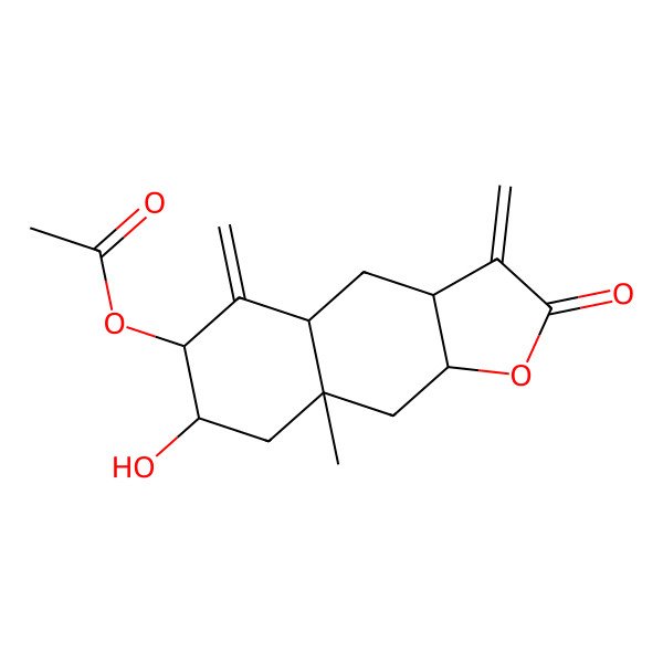 2D Structure of [(3aR,4aR,6R,7R,8aR,9aR)-7-hydroxy-8a-methyl-3,5-dimethylidene-2-oxo-3a,4,4a,6,7,8,9,9a-octahydrobenzo[f][1]benzofuran-6-yl] acetate