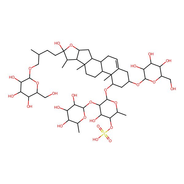 2D Structure of [4-Hydroxy-6-[[6-hydroxy-7,9,13-trimethyl-6-[3-methyl-4-[3,4,5-trihydroxy-6-(hydroxymethyl)oxan-2-yl]oxybutyl]-16-[3,4,5-trihydroxy-6-(hydroxymethyl)oxan-2-yl]oxy-5-oxapentacyclo[10.8.0.02,9.04,8.013,18]icos-18-en-14-yl]oxy]-2-methyl-5-(3,4,5-trihydroxy-6-methyloxan-2-yl)oxyoxan-3-yl] hydrogen sulfate