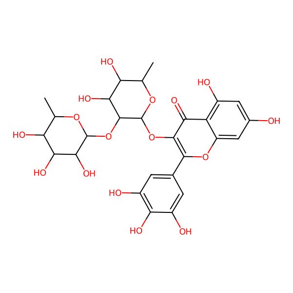 2D Structure of 3-[4,5-Dihydroxy-6-methyl-3-(3,4,5-trihydroxy-6-methyloxan-2-yl)oxyoxan-2-yl]oxy-5,7-dihydroxy-2-(3,4,5-trihydroxyphenyl)chromen-4-one