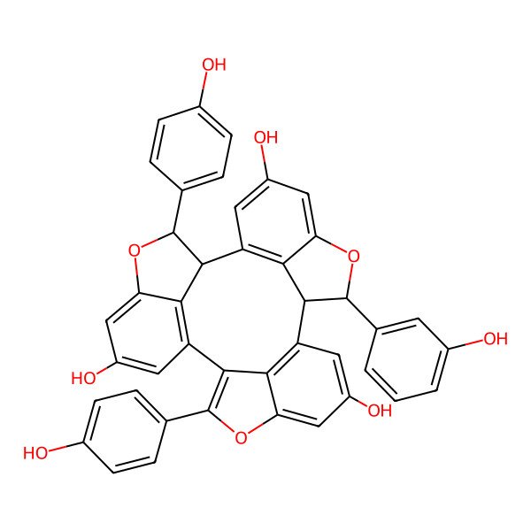 2D Structure of 11-(3-Hydroxyphenyl)-3,19-bis(4-hydroxyphenyl)-4,12,20-trioxaheptacyclo[16.6.1.12,5.110,13.021,25.09,27.017,26]heptacosa-1(25),2,5,7,9(27),13,15,17(26),21,23-decaene-7,15,23-triol