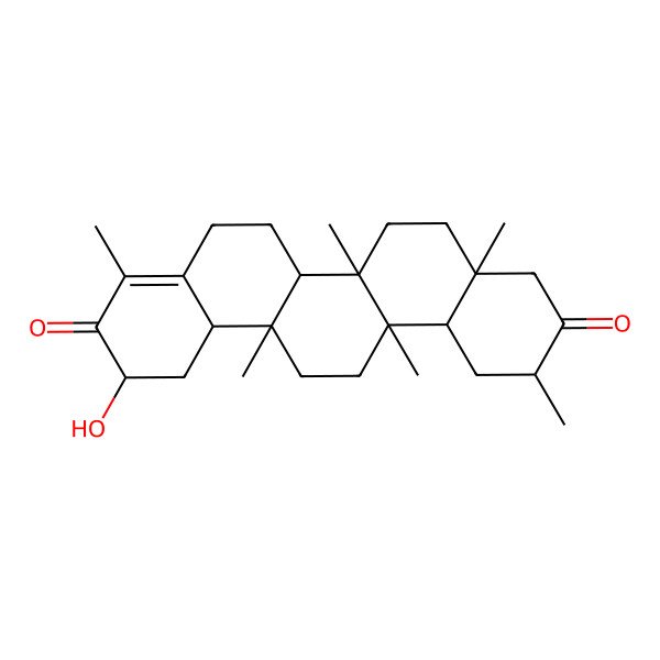 2D Structure of (2R,4aS,6aS,6aR,6bS,11S,12aS,14aS,14bR)-11-hydroxy-2,4a,6a,6a,9,14a-hexamethyl-1,2,4,5,6,6b,7,8,11,12,12a,13,14,14b-tetradecahydropicene-3,10-dione