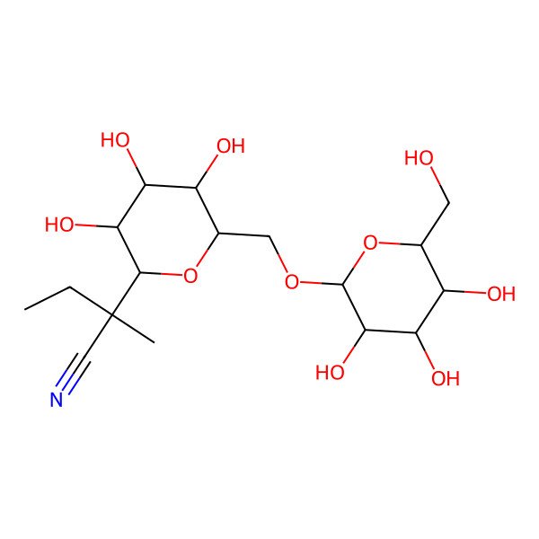 2D Structure of (2R)-2-methyl-2-[(2S,3R,4R,5S,6R)-3,4,5-trihydroxy-6-[[(2R,3R,4S,5S,6R)-3,4,5-trihydroxy-6-(hydroxymethyl)oxan-2-yl]oxymethyl]oxan-2-yl]butanenitrile