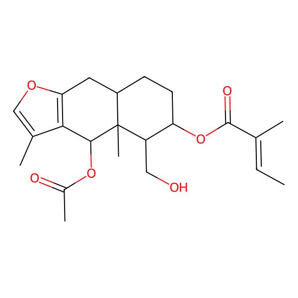 2D Structure of [(4S,4aS,5S,6R,8aR)-4-acetyloxy-5-(hydroxymethyl)-3,4a-dimethyl-5,6,7,8,8a,9-hexahydro-4H-benzo[f][1]benzofuran-6-yl] (Z)-2-methylbut-2-enoate