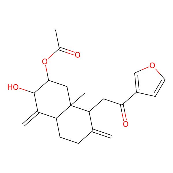 2D Structure of [(2R,3S,4aS,8R,8aS)-8-[2-(furan-3-yl)-2-oxoethyl]-3-hydroxy-8a-methyl-4,7-dimethylidene-2,3,4a,5,6,8-hexahydro-1H-naphthalen-2-yl] acetate