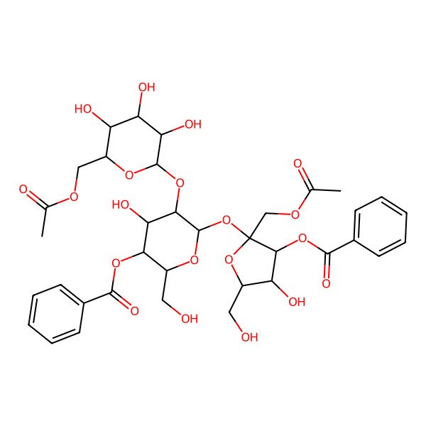 2D Structure of [6-[2-(Acetyloxymethyl)-3-benzoyloxy-4-hydroxy-5-(hydroxymethyl)oxolan-2-yl]oxy-5-[6-(acetyloxymethyl)-3,4,5-trihydroxyoxan-2-yl]oxy-4-hydroxy-2-(hydroxymethyl)oxan-3-yl] benzoate