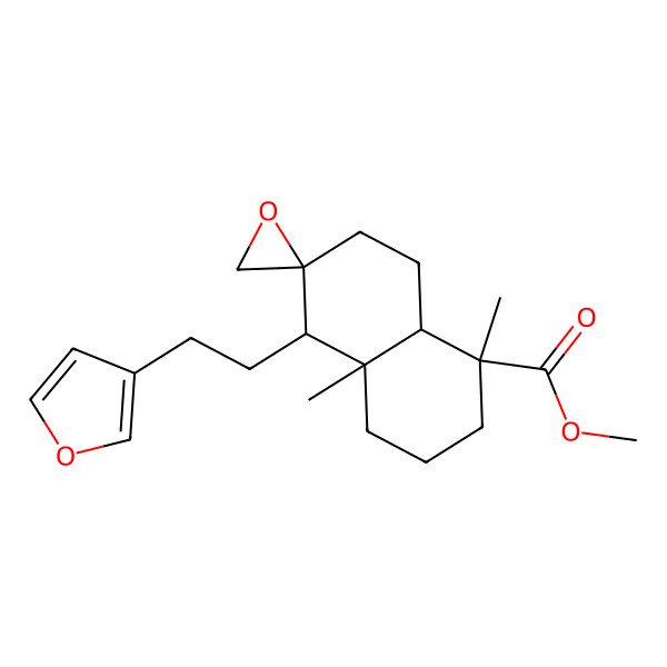 2D Structure of methyl 5-[2-(furan-3-yl)ethyl]-1,4a-dimethylspiro[3,4,5,7,8,8a-hexahydro-2H-naphthalene-6,2'-oxirane]-1-carboxylate