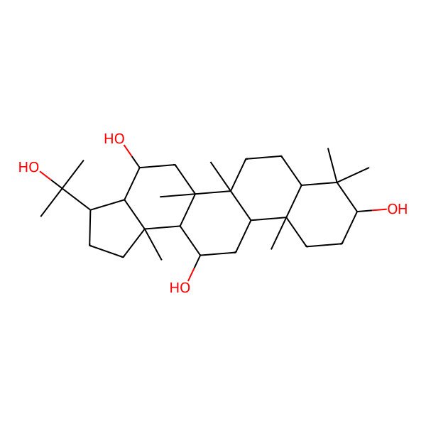 2D Structure of 3-(2-Hydroxypropan-2-yl)-5a,5b,8,8,11a,13b-hexamethyl-1,2,3,3a,4,5,6,7,7a,9,10,11,11b,12,13,13a-hexadecahydrocyclopenta[a]chrysene-4,9,13-triol
