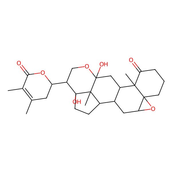 2D Structure of 17-(4,5-Dimethyl-6-oxo-2,3-dihydropyran-2-yl)-14,18-dihydroxy-11,21-dimethyl-5,15-dioxahexacyclo[12.6.1.02,12.04,6.06,11.018,21]henicosan-10-one