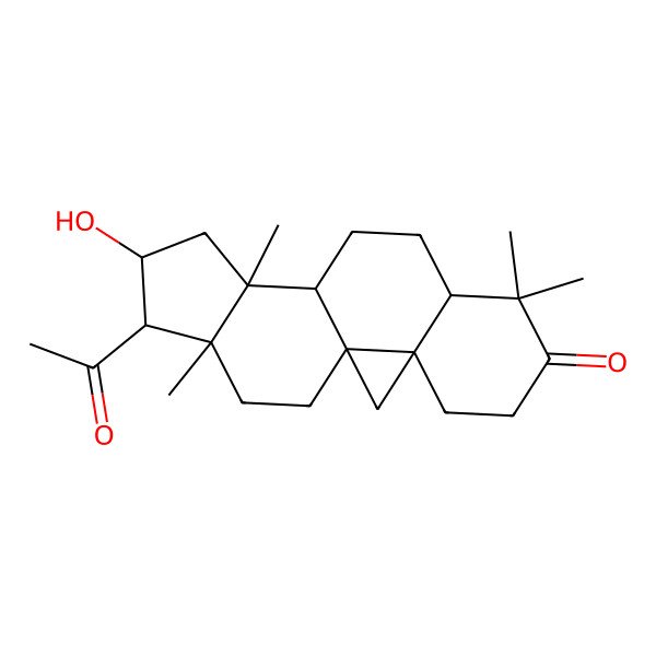 2D Structure of (1S,3R,8R,11S,12S,14S,15R,16R)-15-acetyl-14-hydroxy-7,7,12,16-tetramethylpentacyclo[9.7.0.01,3.03,8.012,16]octadecan-6-one