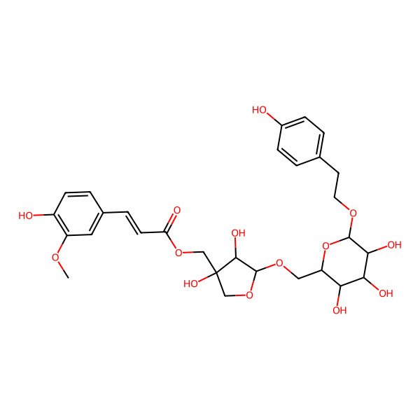 2D Structure of [3,4-Dihydroxy-5-[[3,4,5-trihydroxy-6-[2-(4-hydroxyphenyl)ethoxy]oxan-2-yl]methoxy]oxolan-3-yl]methyl 3-(4-hydroxy-3-methoxyphenyl)prop-2-enoate