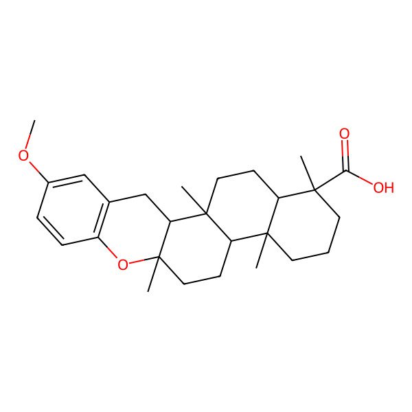 2D Structure of 6-Methoxy-1,11,15,19-tetramethyl-10-oxapentacyclo[12.8.0.02,11.04,9.015,20]docosa-4(9),5,7-triene-19-carboxylic acid