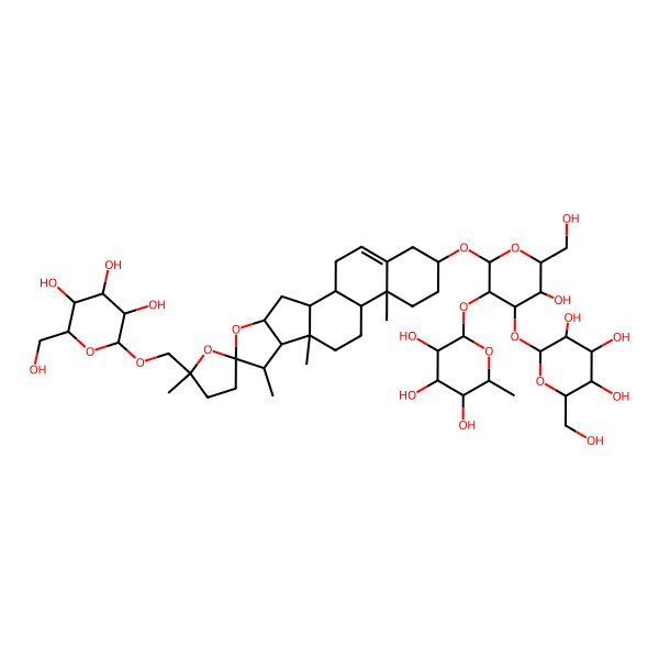 2D Structure of 2-[5-Hydroxy-6-(hydroxymethyl)-2-[5',7,9,13-tetramethyl-5'-[[3,4,5-trihydroxy-6-(hydroxymethyl)oxan-2-yl]oxymethyl]spiro[5-oxapentacyclo[10.8.0.02,9.04,8.013,18]icos-18-ene-6,2'-oxolane]-16-yl]oxy-4-[3,4,5-trihydroxy-6-(hydroxymethyl)oxan-2-yl]oxyoxan-3-yl]oxy-6-methyloxane-3,4,5-triol