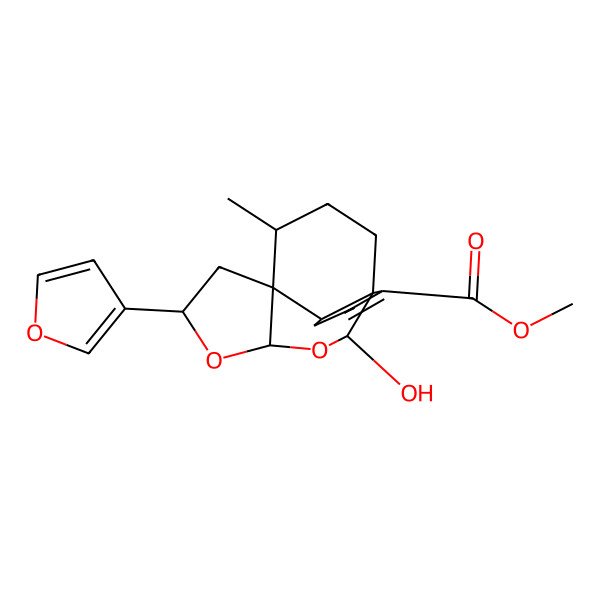 2D Structure of methyl (1R,2R,4S,6R,8S,9S,16S)-6-(furan-3-yl)-2-hydroxy-16-methyl-3,5-dioxatetracyclo[6.5.3.01,9.04,8]hexadec-12-ene-13-carboxylate