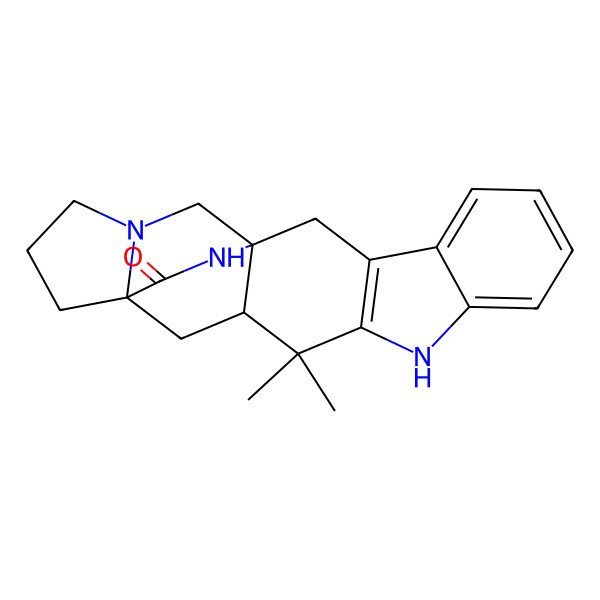 2D Structure of (5as,12as,13as)-12,12-Dimethyl-2,3,11,12,12a,13-Hexahydro-1h,5h,6h-5a,13a-(Epiminomethano)indolizino[7,6-B]carbazol-14-One