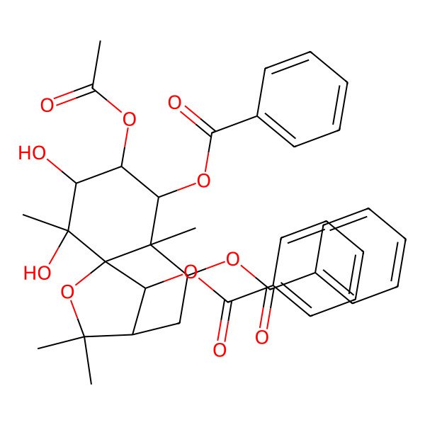 2D Structure of [(1S,2S,3S,4R,5R,6R,7S,9R,12R)-4-acetyloxy-5,12-dibenzoyloxy-2,3-dihydroxy-2,6,10,10-tetramethyl-11-oxatricyclo[7.2.1.01,6]dodecan-7-yl] benzoate