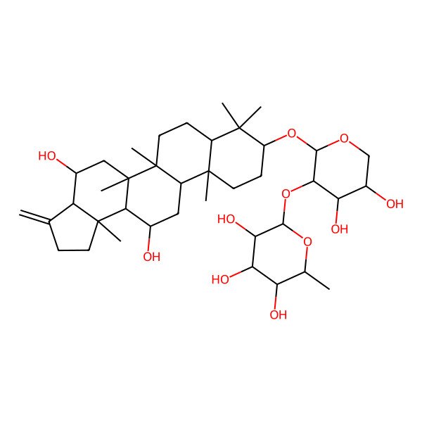 2D Structure of 2-[2-[(4,13-dihydroxy-5a,5b,8,8,11a,13b-hexamethyl-3-methylidene-2,3a,4,5,6,7,7a,9,10,11,11b,12,13,13a-tetradecahydro-1H-cyclopenta[a]chrysen-9-yl)oxy]-4,5-dihydroxyoxan-3-yl]oxy-6-methyloxane-3,4,5-triol