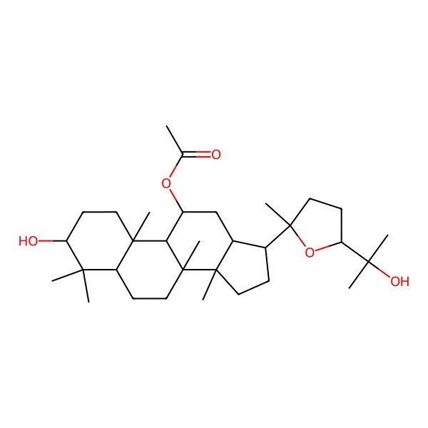 2D Structure of [(3S,5R,8R,9R,10S,11R,13R,14R,17S)-3-hydroxy-17-[(2S,5R)-5-(2-hydroxypropan-2-yl)-2-methyloxolan-2-yl]-4,4,8,10,14-pentamethyl-2,3,5,6,7,9,11,12,13,15,16,17-dodecahydro-1H-cyclopenta[a]phenanthren-11-yl] acetate