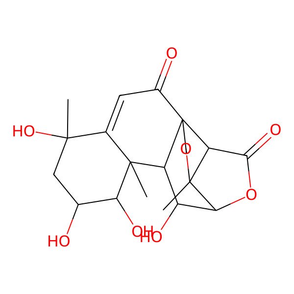 2D Structure of (1R,4S,5R,8S,9R,10R,11R,12S,13S,15S)-9,12,13,15-tetrahydroxy-4,11,15-trimethyl-3,7-dioxapentacyclo[8.8.0.01,5.04,8.011,16]octadec-16-ene-6,18-dione