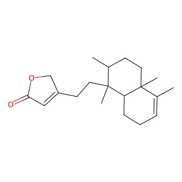 2D Structure of 3-[2-[(1S,2R,4aR,8aR)-1,2,4a,5-tetramethyl-2,3,4,7,8,8a-hexahydronaphthalen-1-yl]ethyl]-2H-furan-5-one
