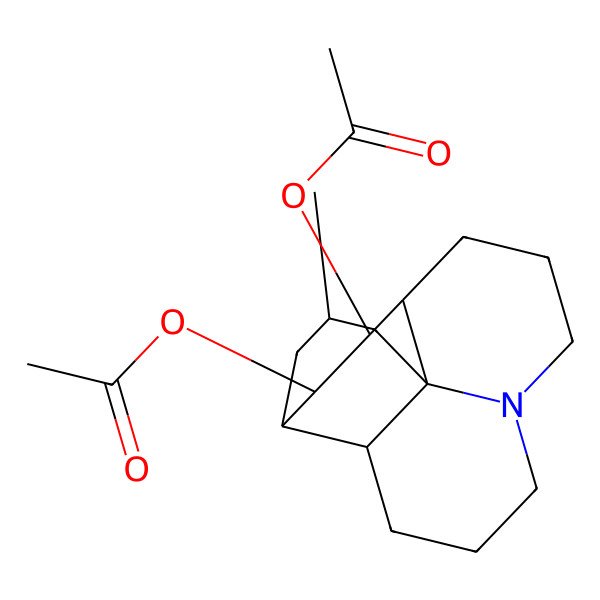 2D Structure of [(1R,2R,10S,11S,12S,13R,15R)-12-acetyloxy-15-methyl-6-azatetracyclo[8.6.0.01,6.02,13]hexadecan-11-yl] acetate