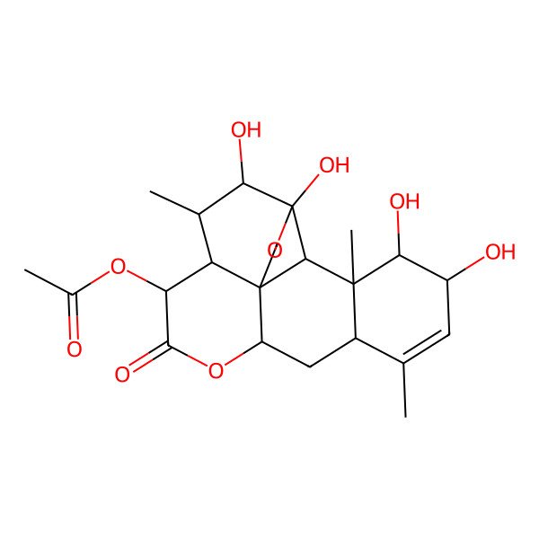 2D Structure of [(1S,4R,5R,6R,7S,8R,11R,13S,16S,17S,18S,19R)-4,5,16,17-tetrahydroxy-6,14,18-trimethyl-9-oxo-3,10-dioxapentacyclo[9.8.0.01,7.04,19.013,18]nonadec-14-en-8-yl] acetate