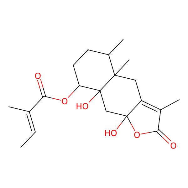 2D Structure of [(4aR,5S,8S,8aS,9aS)-8a,9a-dihydroxy-3,4a,5-trimethyl-2-oxo-4,5,6,7,8,9-hexahydrobenzo[f][1]benzofuran-8-yl] (Z)-2-methylbut-2-enoate