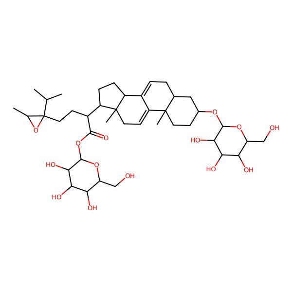 2D Structure of [(2S,3R,4S,5S,6R)-3,4,5-trihydroxy-6-(hydroxymethyl)oxan-2-yl] (2R)-2-[(3S,5S,10S,13R,14R,17R)-10,13-dimethyl-3-[(2S,3R,4S,5S,6R)-3,4,5-trihydroxy-6-(hydroxymethyl)oxan-2-yl]oxy-2,3,4,5,6,12,14,15,16,17-decahydro-1H-cyclopenta[a]phenanthren-17-yl]-4-[(2S,3R)-3-methyl-2-propan-2-yloxiran-2-yl]butanoate
