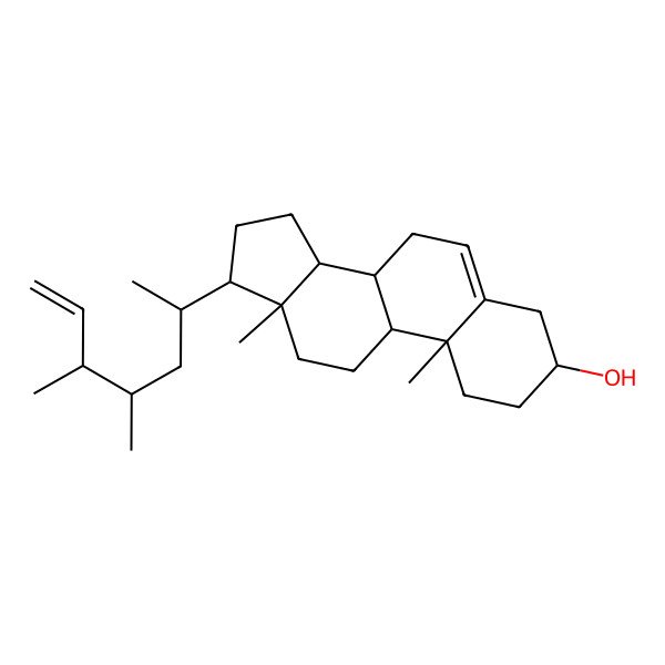 2D Structure of (3S,8S,9S,10R,13R,14S,17R)-17-[(2R,4R,5S)-4,5-dimethylhept-6-en-2-yl]-10,13-dimethyl-2,3,4,7,8,9,11,12,14,15,16,17-dodecahydro-1H-cyclopenta[a]phenanthren-3-ol