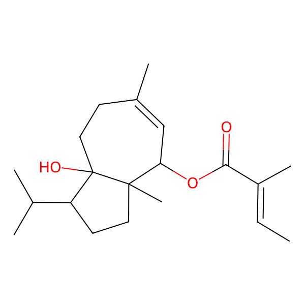 2D Structure of (1R,3aR,4R,8aS)-8a-hydroxy-3a,6-dimethyl-1-(propan-2-yl)-1,2,3,3a,4,7,8,8a-octahydroazulen-4-yl (2Z)-2-methylbut-2-enoate