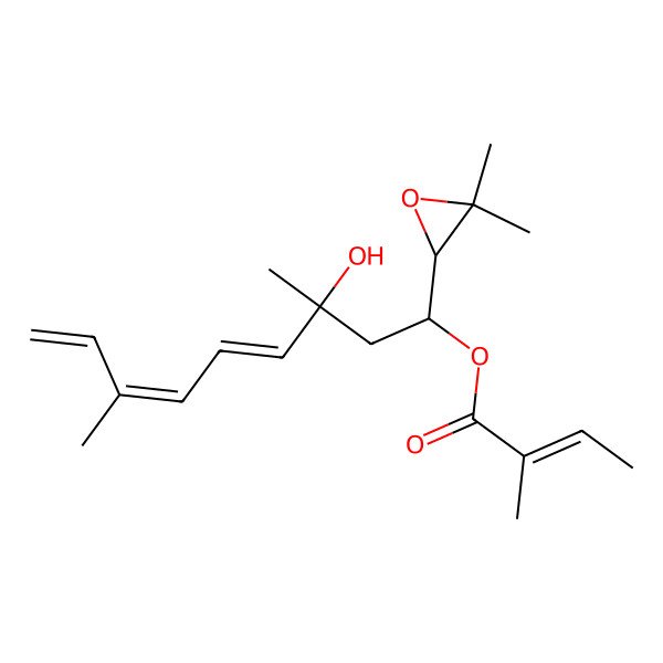 2D Structure of [(1S,3S,4E,6E)-1-[(2R)-3,3-dimethyloxiran-2-yl]-3-hydroxy-3,7-dimethylnona-4,6,8-trienyl] (Z)-2-methylbut-2-enoate