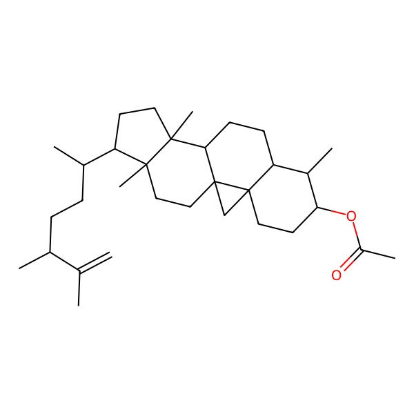 2D Structure of [15-(5,6-Dimethylhept-6-en-2-yl)-7,12,16-trimethyl-6-pentacyclo[9.7.0.01,3.03,8.012,16]octadecanyl] acetate