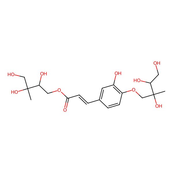 2D Structure of (2,3,4-Trihydroxy-3-methylbutyl) 3-[3-hydroxy-4-(2,3,4-trihydroxy-2-methylbutoxy)phenyl]prop-2-enoate