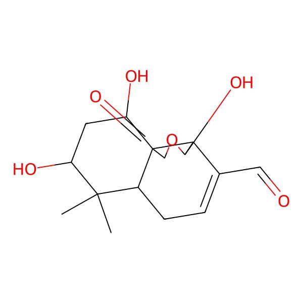 2D Structure of (3S,3aS,6aS,8R,10S,10aR)-3,3a,6,6a,7,8,9,10-Octahydro-3,8,10-trihydroxy-7,7-dimethyl-1-oxo-1H-naphtho[1,8a-c]furan-4-carboxaldehyde