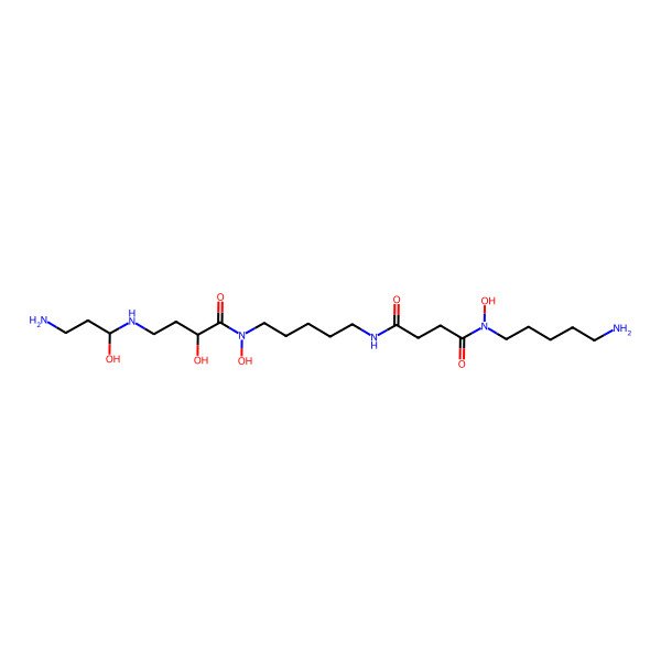 2D Structure of N-[5-[[4-[(3-amino-1-hydroxypropyl)amino]-2-hydroxybutanoyl]-hydroxyamino]pentyl]-N'-(5-aminopentyl)-N'-hydroxybutanediamide