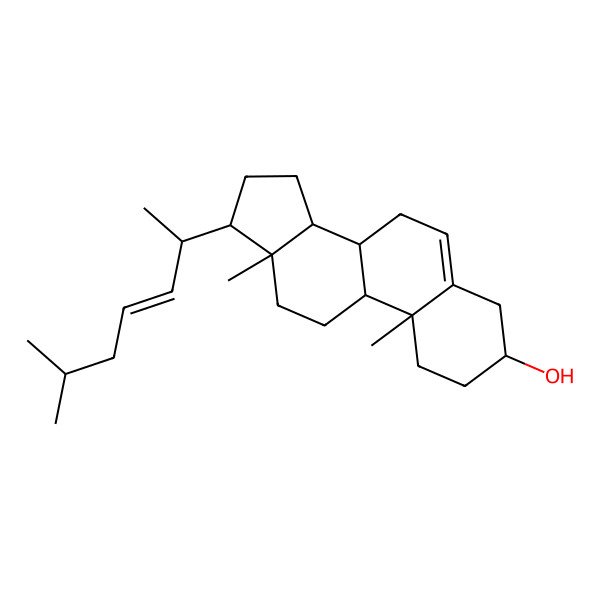 2D Structure of (3S,8R,9R,10R,13R,14R,17R)-10,13-dimethyl-17-[(Z,2S)-6-methylhept-3-en-2-yl]-2,3,4,7,8,9,11,12,14,15,16,17-dodecahydro-1H-cyclopenta[a]phenanthren-3-ol