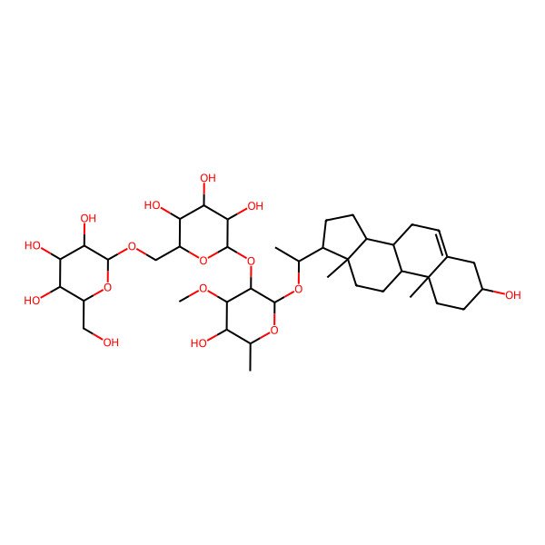 2D Structure of (2R,3S,4S,5R,6R)-2-(hydroxymethyl)-6-[[(2R,3S,4S,5R,6S)-3,4,5-trihydroxy-6-[(2R,3R,4S,5S,6R)-5-hydroxy-2-[1-[(3S,8S,9S,10R,13S,14S,17S)-3-hydroxy-10,13-dimethyl-2,3,4,7,8,9,11,12,14,15,16,17-dodecahydro-1H-cyclopenta[a]phenanthren-17-yl]ethoxy]-4-methoxy-6-methyloxan-3-yl]oxyoxan-2-yl]methoxy]oxane-3,4,5-triol