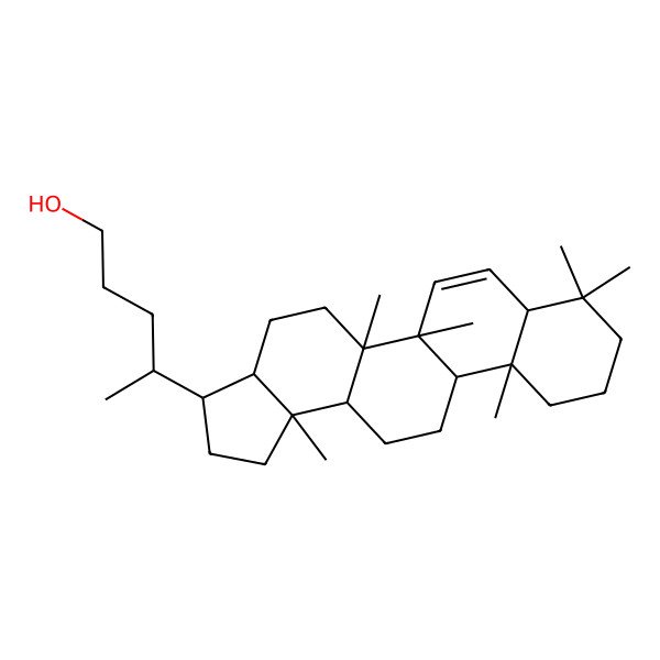 2D Structure of 4-[(3R,3aS,5aR,5bR,7aS,11aR,11bR,13aR,13bS)-5a,5b,8,8,11a,13b-hexamethyl-1,2,3,3a,4,5,7a,9,10,11,11b,12,13,13a-tetradecahydrocyclopenta[a]chrysen-3-yl]pentan-1-ol