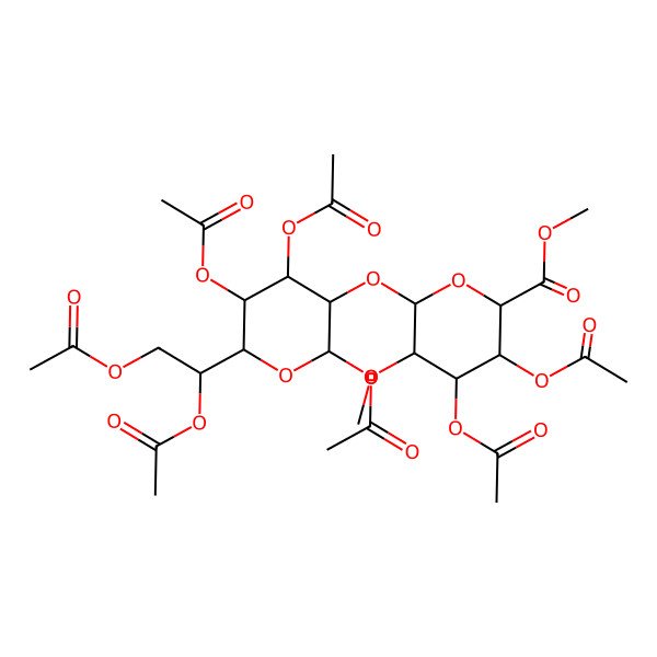 2D Structure of Methyl 3,4,5-triacetyloxy-6-[4,5-diacetyloxy-6-(1,2-diacetyloxyethyl)-2-methoxyoxan-3-yl]oxyoxane-2-carboxylate