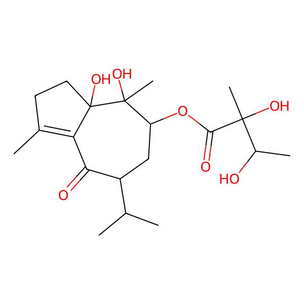 2D Structure of [(3aS,4R,5S,7S)-3a,4-dihydroxy-1,4-dimethyl-8-oxo-7-propan-2-yl-3,5,6,7-tetrahydro-2H-azulen-5-yl] (2S,3S)-2,3-dihydroxy-2-methylbutanoate