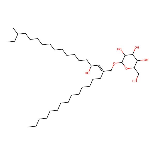 2D Structure of (2R,3S,4S,5R,6R)-2-(hydroxymethyl)-6-[(E,4S,16S)-4-hydroxy-16-methyl-2-tetradecyloctadec-2-enoxy]oxane-3,4,5-triol