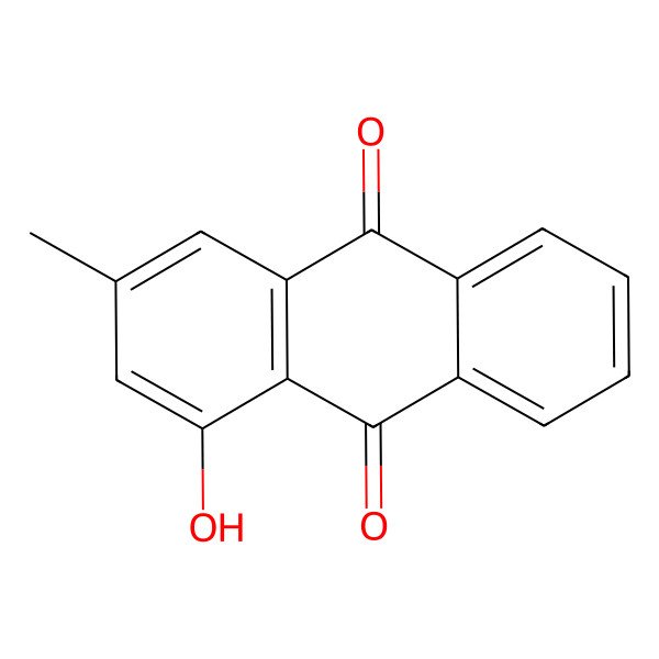 2D Structure of 9,10-Anthracenedione, 1-hydroxy-3-methyl-