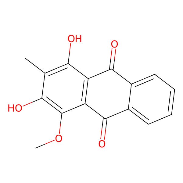 2D Structure of 9,10-Anthracenedione, 1,3-dihydroxy-4-methoxy-2-methyl-