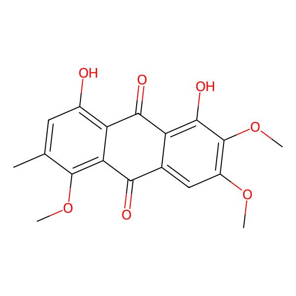 2D Structure of 9,10-Anthracenedione, 1,8-dihydroxy-2,3,5-trimethoxy-6-methyl-