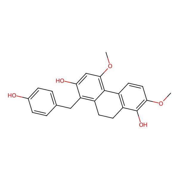 2D Structure of 9,10-Dihydro-1-(4'-hydroxybenzyl)-4,7-dimethoxy phenanthrene-2,8-diol 2D Structure of 9,10-Dihydro-1-(4'-hydroxybenzyl)-4,7-dimethoxy phenanthrene-2,8-diol