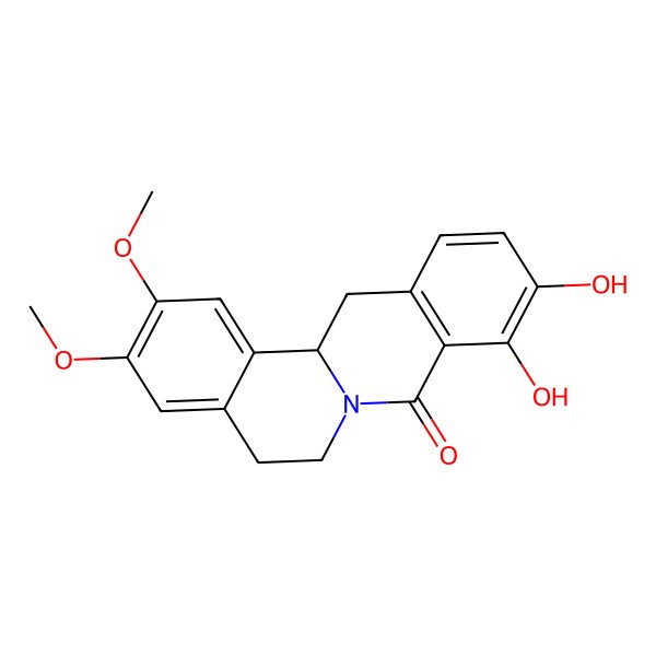 2D Structure of 9,10-Dihydroxy-2,3-dimethoxy-5,6,13,13a-tetrahydroisoquinolino[2,1-b]isoquinolin-8-one