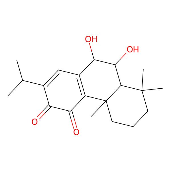 2D Structure of 9,10-Dihydroxy-4b,8,8-trimethyl-2-propan-2-yl-5,6,7,8a,9,10-hexahydrophenanthrene-3,4-dione 2D Structure of 9,10-Dihydroxy-4b,8,8-trimethyl-2-propan-2-yl-5,6,7,8a,9,10-hexahydrophenanthrene-3,4-dione