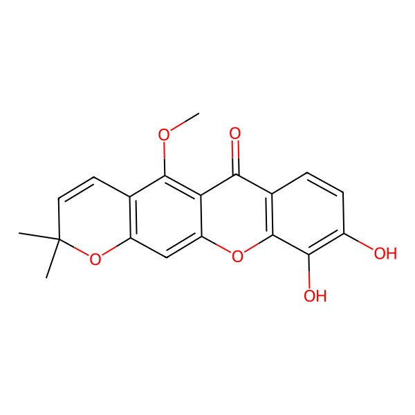 2D Structure of 9,10-Dihydroxy-5-methoxy-2,2-dimethylpyrano[3,2-b]xanthen-6-one
